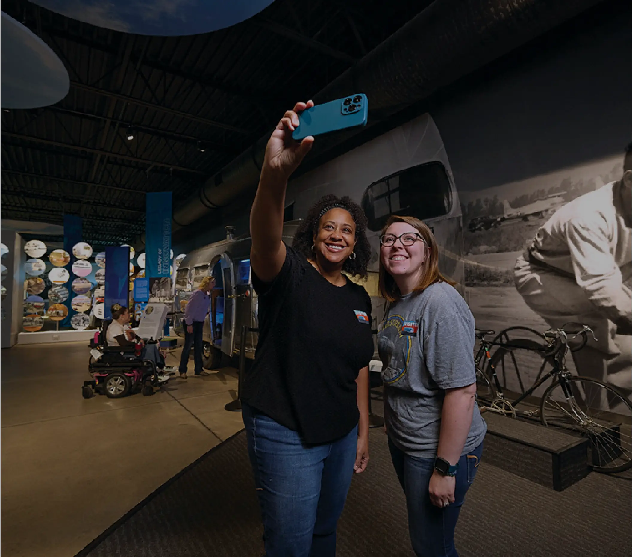 women taking selfie at airstream museum
